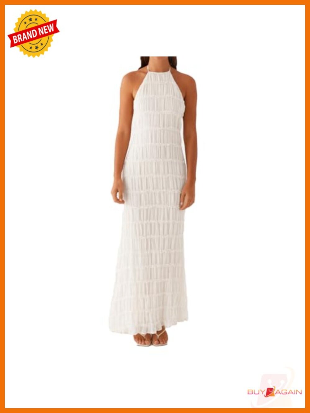 Backless Maxi Dress Textured Halter Sleeveless Formal Wedding Guest